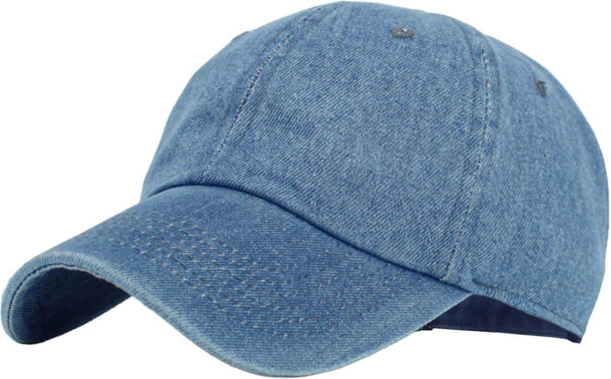 Classic Denim Unisex Cotton Adjustable Low Crown Baseball Cap, for men and women – Plain Dad Hat